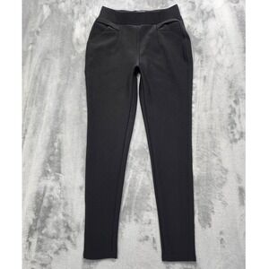 INDERO Pants Womens S/M Black Mid Rise Ankle Scuba Knit Stretch Pockets Pull On